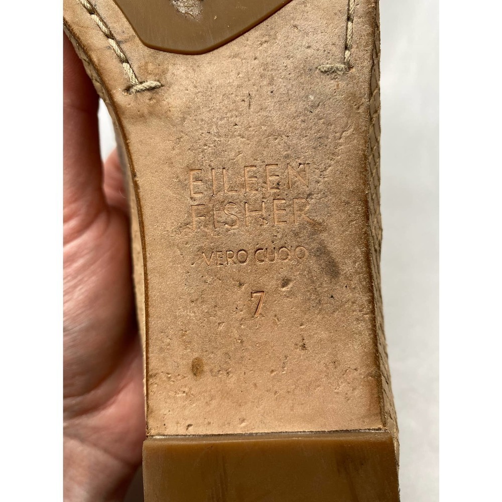 𝅺eileen Fisher Rosewater Patch 1 Snake-Embossed Ballerina Flats Size 7 - Picture 7 of 8